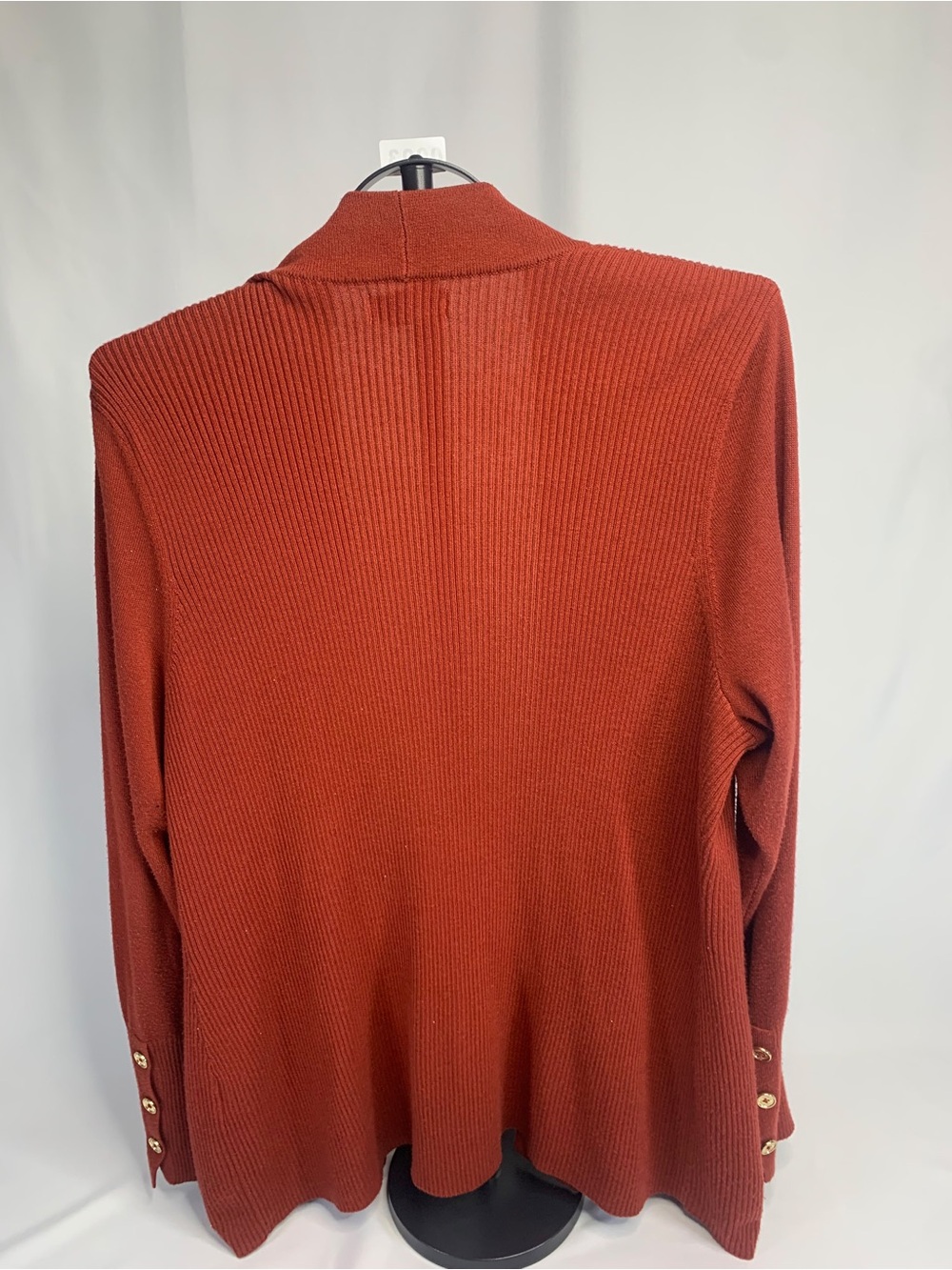 Calvin Klein Rust Open-Front Ribbed Cardigan - Picture 2 of 6